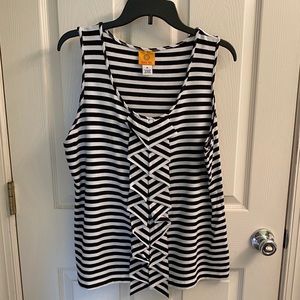 Ruby Rd. Ruffle front sleeveless tee